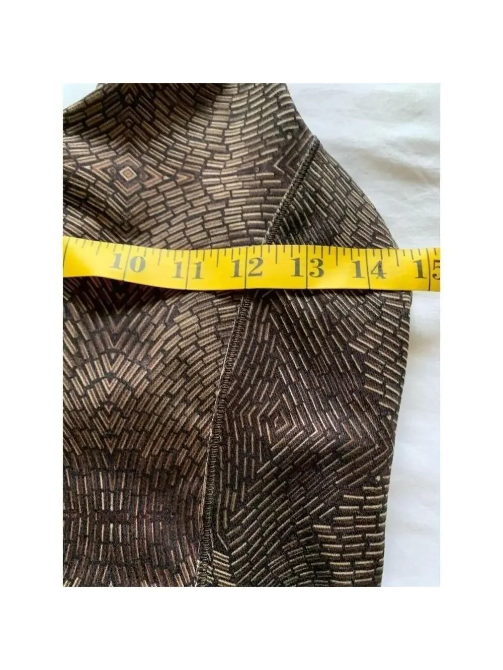 Geometric Mosaic Print Open Back Pleated Mini Dress Brown Black Sleeveless - Picture 4 of 12